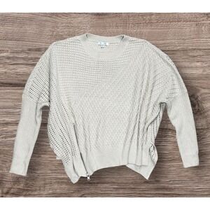 She + Sky Gray Knit Sweater One Size Womens Zipper Accent Long Sleeve Oversize